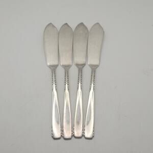 Set of 4 Oneida Brookwood Banbury Silverplate Master Butter Knives Flat Handle